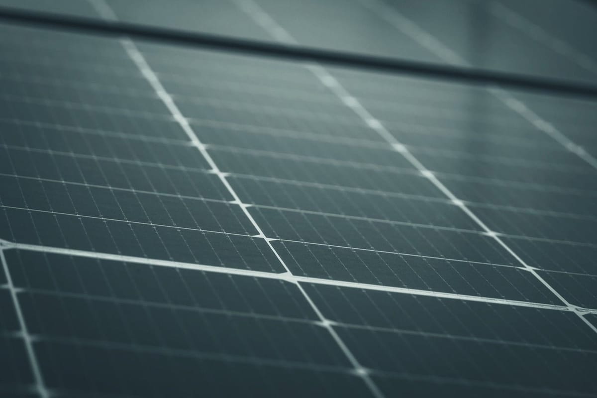 Rows of solar panels viewed from above